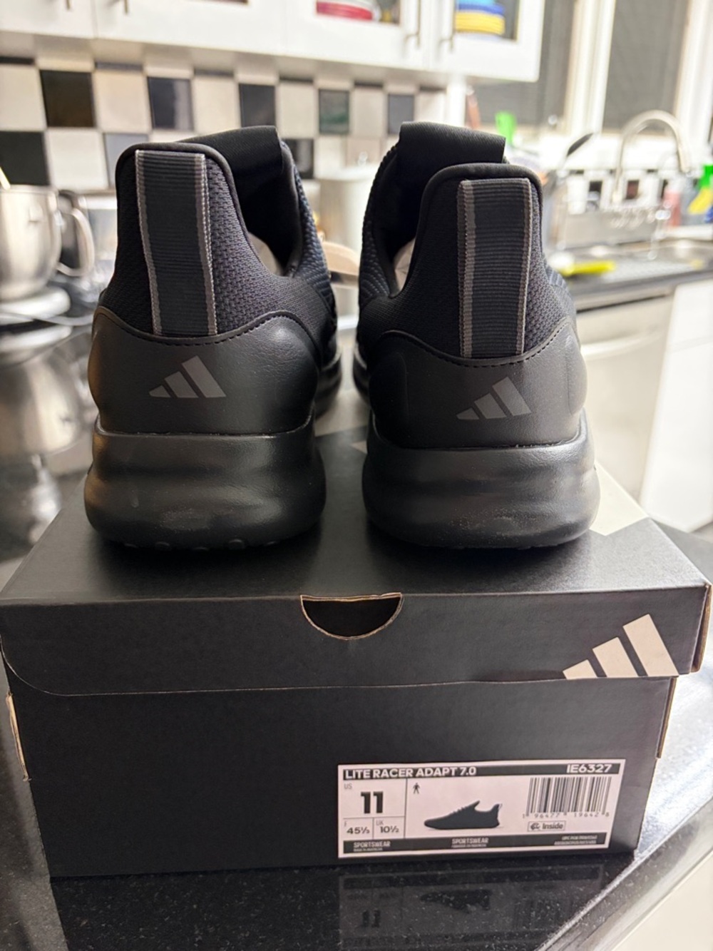 adidas Men's Slip-On Knit Sneakers in Black - Picture 4 of 6